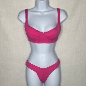 NWoT Tini Bikini 3-Piece Swim Set Hot Pink Underwire Top – Size S